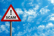 Photo realistic 'scam warning' sign, with space for text overlay