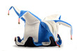 Photo: blue-white clown hat isolated on white background blue-white clown hat isolated on white background