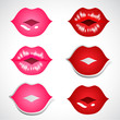 vector illustration or red ans pink kissing lips