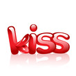 Vector Illustration of the word kiss with lush lips