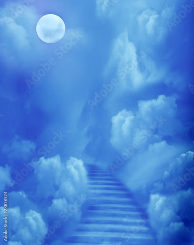 Photo: Fantasy scenery with magic stairs in sky Fantasy scenery with magic stairs in sky