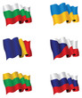 Set of six national flags