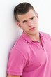sexy male model with pink t-shirt sexy male model with pink t-shirt