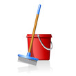 bucket with broom