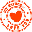 Stamp with the words love you written inside