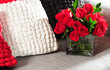 Red rose on a couch. Red rose on a couch.