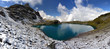 Blue lake in winter landscape