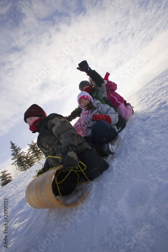 Photo: Children Tobogganing Children Tobogganing