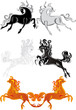 six color horses on white