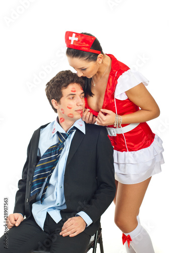 Photo: Sexy nurse seduce kissed man Sexy nurse seduce kissed man