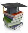 Graduation mortar on top of books
