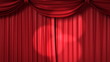 Opening and closing red curtain with spotlights