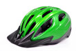 green bicycle cross country plastic helmet isolated on white