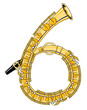 Saxophone-Style Musical Alphabet Number 6