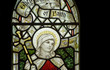 Beautiful stained glass window detail in 15th Century Saxon chur