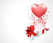 Open gift with fly hearts and balloon vector background Open gift with fly hearts and balloon vector background