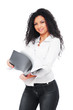 happy businesswoman with folder happy businesswoman with folder
