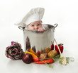 Baby in a cooking pot