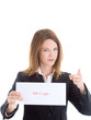 Angry Business Woman Pointing Finger Foreclosed Isolated White
