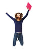 Jumping happy teen student girl
