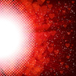 Abstract heart and stars on a red background