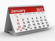 2012 year calendar. January. Isolated 3D image