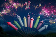 colorful fireworks setup at night