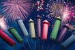 colorful fireworks setup at night