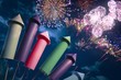 colorful fireworks setup at night