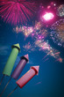 colorful fireworks setup at night