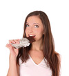 woman dreaming with chocolate woman dreaming with chocolate