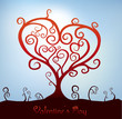 Abstract tree with branches forming a heart shape