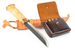 Knife and ammo for hunting over white