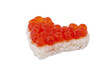 Bread in the form of a heart and red caviar Bread in the form of a heart and red caviar