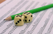 Dice pencil spreadsheet - business uncertainty concept