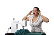 Seamstress work on the sewing-machine Seamstress work on the sewing-machine