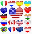 Vector: set from the hearts of flags set from the hearts of flags