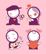Set of Valentine in love funny peoples icons.