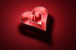 The heart form on a red background