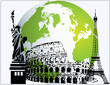 New York Rome Paris USA Italy France landmarks world
