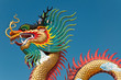 Colorful dragon statue with blue sky at public park Colorful dragon statue with blue sky at public park