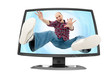 falling young man into the screen falling young man into the screen
