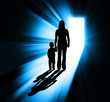 Mother and child silhouette