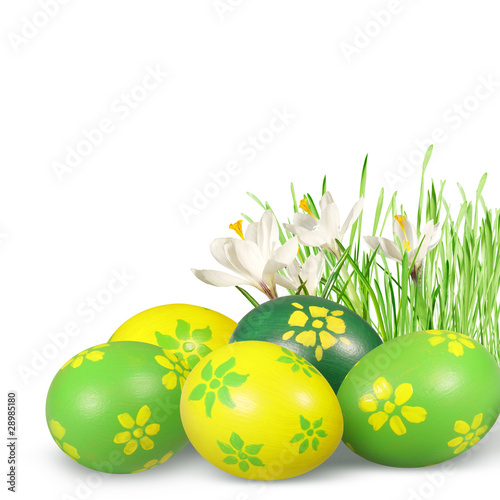 Foto: Easter decoration with Easter eggs. Easter decoration with Easter eggs.