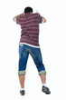 Young man dancing. Rear view. Young man dancing. Rear view.