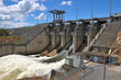 Wivenhoe Dam with one open gate Wivenhoe Dam with one open gate