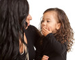 Young girl blows a kiss to her Mother Young girl blows a kiss to her Mother