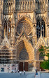 Entrance in Notre Dame Cathedral in Reims, France