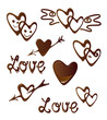 Chocolate heart and love symbols