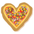 heart shapped pizza - with tomato, salami, corn